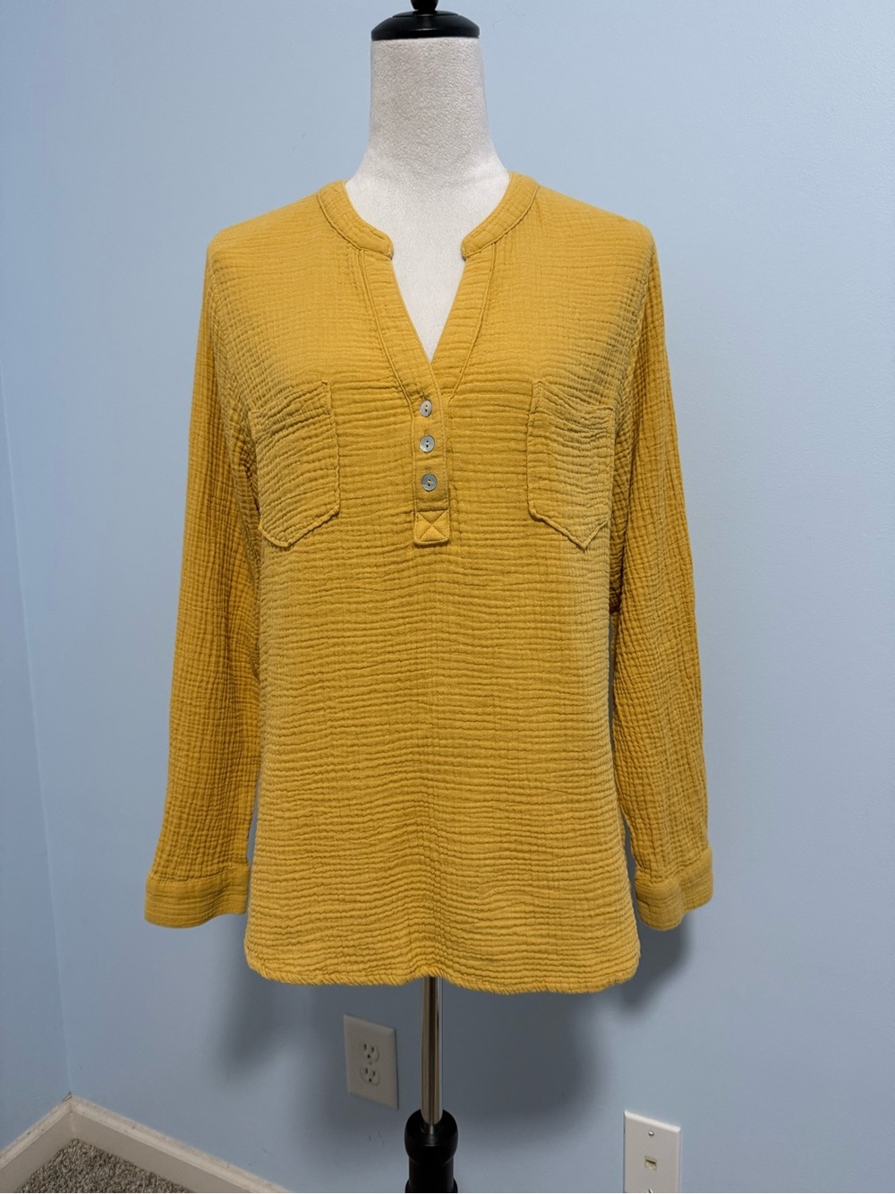 Mote Women’s 100% cotton gauze yellow blouse size XXL